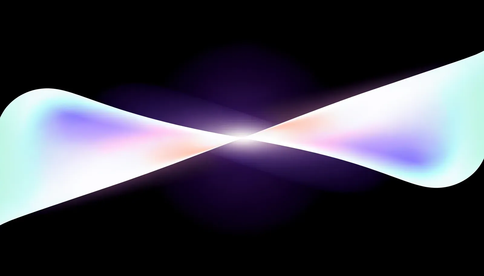 Deux faisceaux lumineux qui convergent et se rejoignent en un point unique.